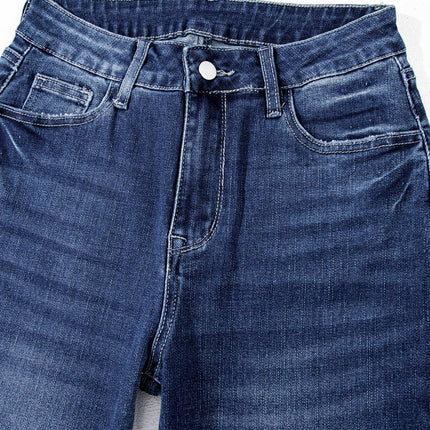 Sail Blue Mineral Wash Raw Hem High Waist Flared Jeans
