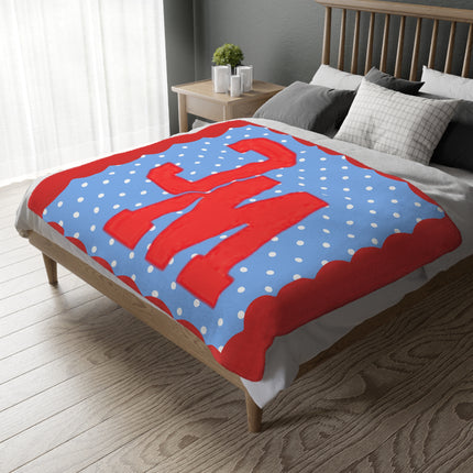 Custom Cardinals Microfiber Blanket – Red & Blue Polka-Dot School Mascot Throw