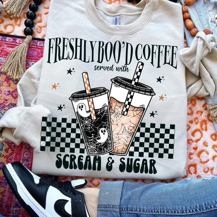Freshly booed coffee  tee or sweatshirt