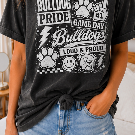 Bulldog Pride Game Day Graphic T-Shirt | Front & Back School Spirit Tee
