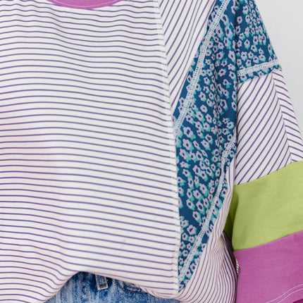 Kyra Patchwork Bracelet Sleeve Blouse