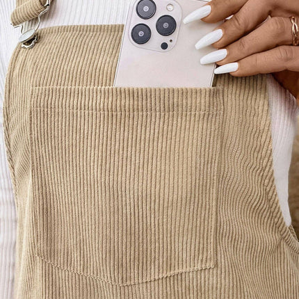 Corduroy Overall Dress with Pocket