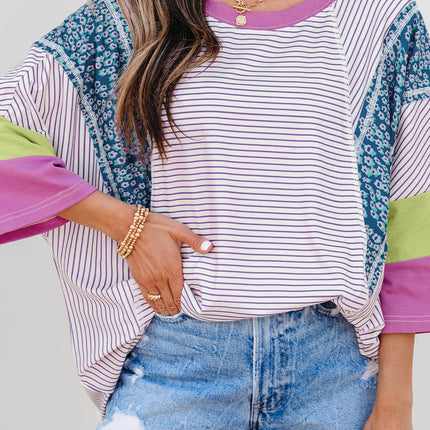 Kyra Patchwork Bracelet Sleeve Blouse