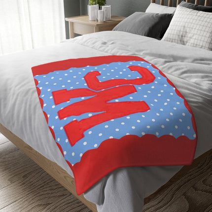Custom Cardinals Microfiber Blanket – Red & Blue Polka-Dot School Mascot Throw