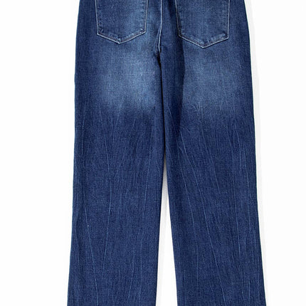 Sail Blue Mineral Wash Raw Hem High Waist Flared Jeans