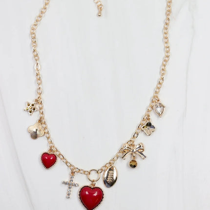 GAME DAY CHARM NECKLACE- RED