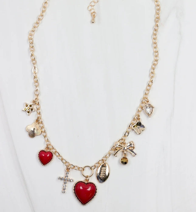 GAME DAY CHARM NECKLACE- RED