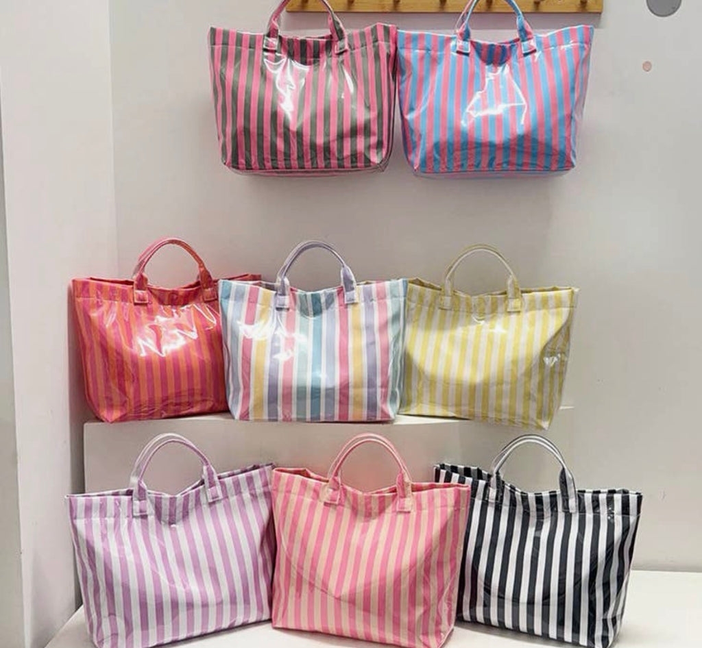 Striped Waterproof Oversized Tote Bag