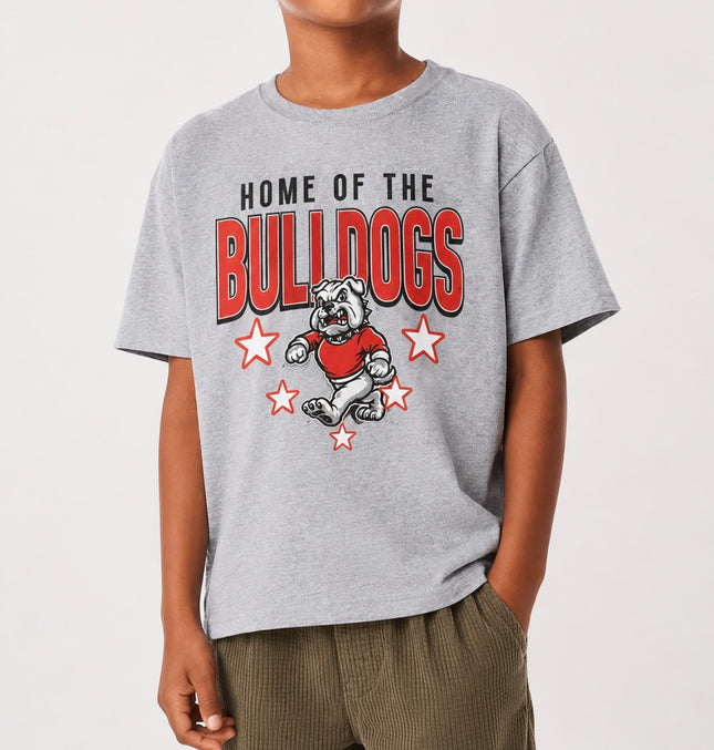 Home of the Bulldogs Mascot Graphic T-Shirt | School Pride Spirit Tee
