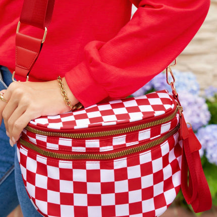 Checkmate Crossbody Bag — Red & White