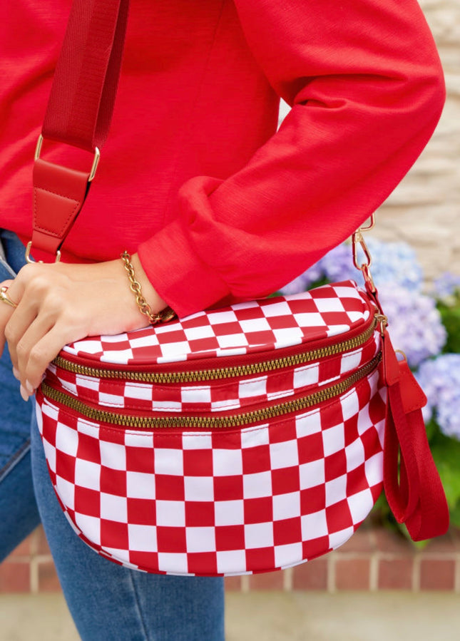 Checkmate Crossbody Bag — Red & White