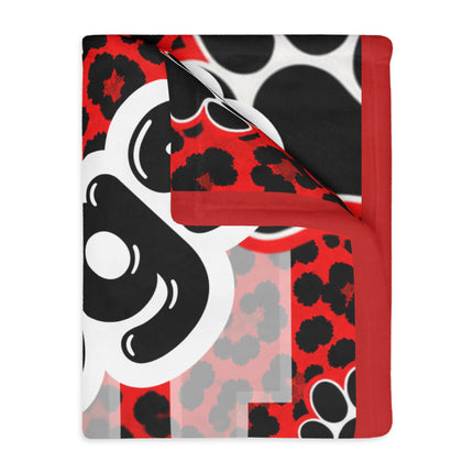Red Paw Print Blanket — Personalized 'Bulldogs' Velveteen Throw