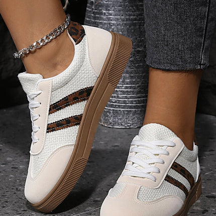 Lila Leather Patchwork Flat Sneakers