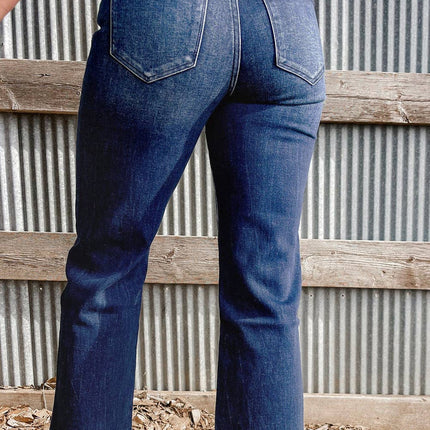 Sail Blue Mineral Wash Raw Hem High Waist Flared Jeans
