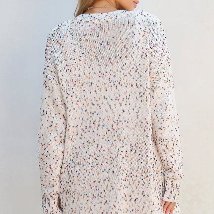 Ailany Confetti Rib Knit Long Sleeve Cardigan