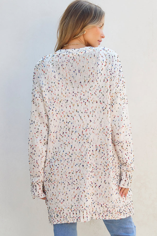 Ailany Confetti Rib Knit Long Sleeve Cardigan