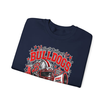 Bulldogs Game Day Crewneck Sweatshirt – Football Helmet & Megaphone Team Spirit