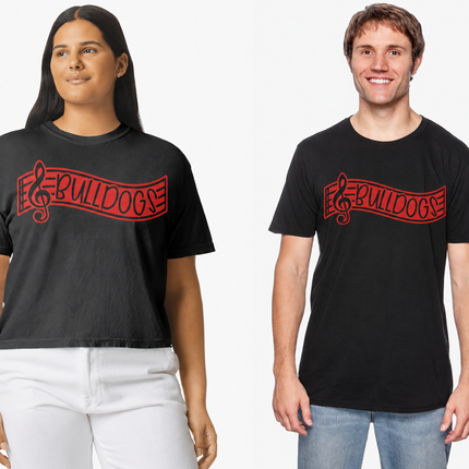 Bulldogs Band T-Shirt | Music Staff School Spirit Tee | Marching Band Fan Shirt | Bulldogs Music Shirt