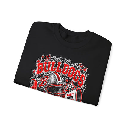 Bulldogs Game Day Crewneck Sweatshirt – Football Helmet & Megaphone Team Spirit