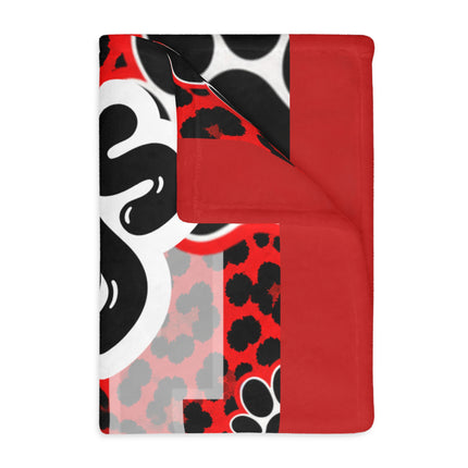 Red Paw Print Blanket — Personalized 'Bulldogs' Velveteen Throw
