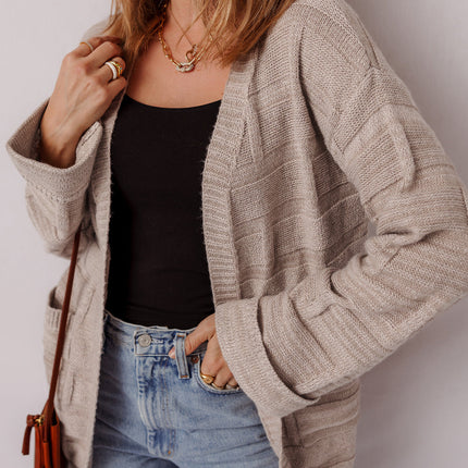 Athena Knit Open Front Chic Cardigan with Pockets