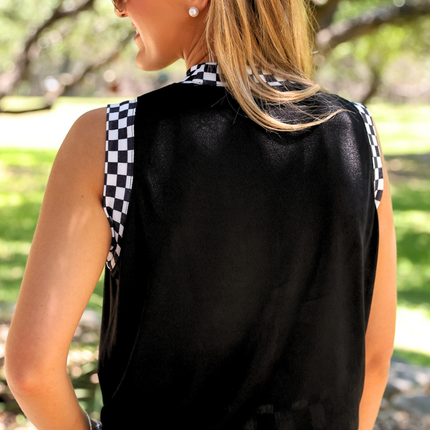 Checkmate Ribbed Tank- Black