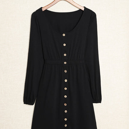 Julianna Button Up High Waist Long Sleeve Dress