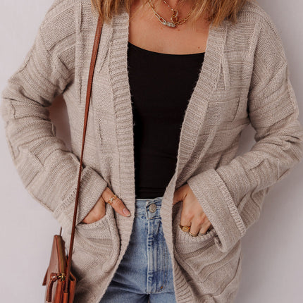 Athena Knit Open Front Chic Cardigan with Pockets
