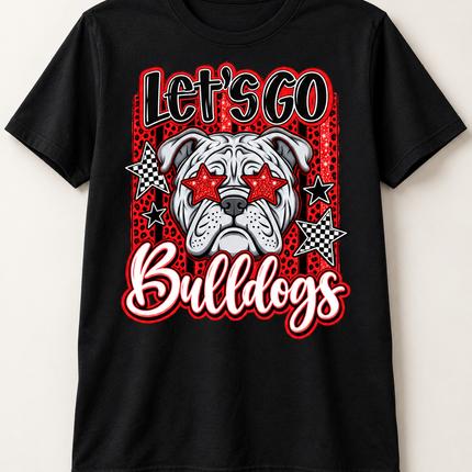 Let’s Go Bulldogs Retro Spirit Tee ❤️🖤