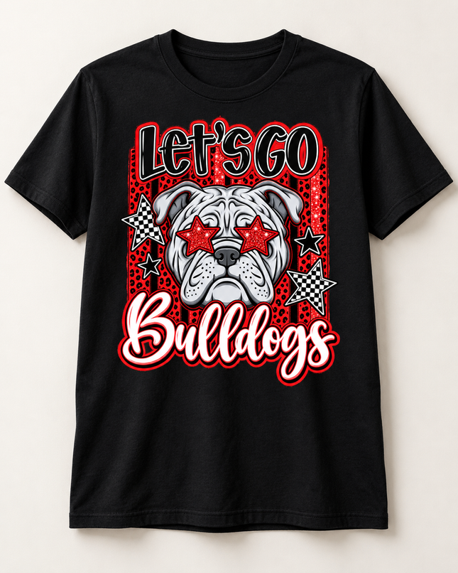 Let’s Go Bulldogs Retro Spirit Tee ❤️🖤