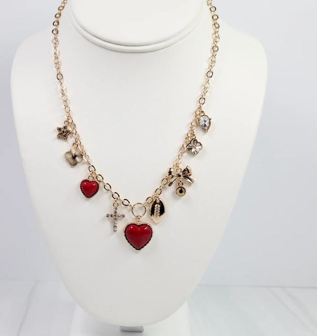 GAME DAY CHARM NECKLACE- RED