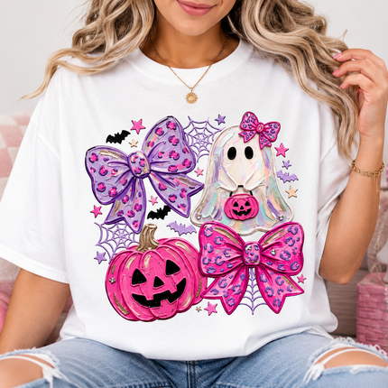 Coquette Ghost & Pink Pumpkin Graphic Tee