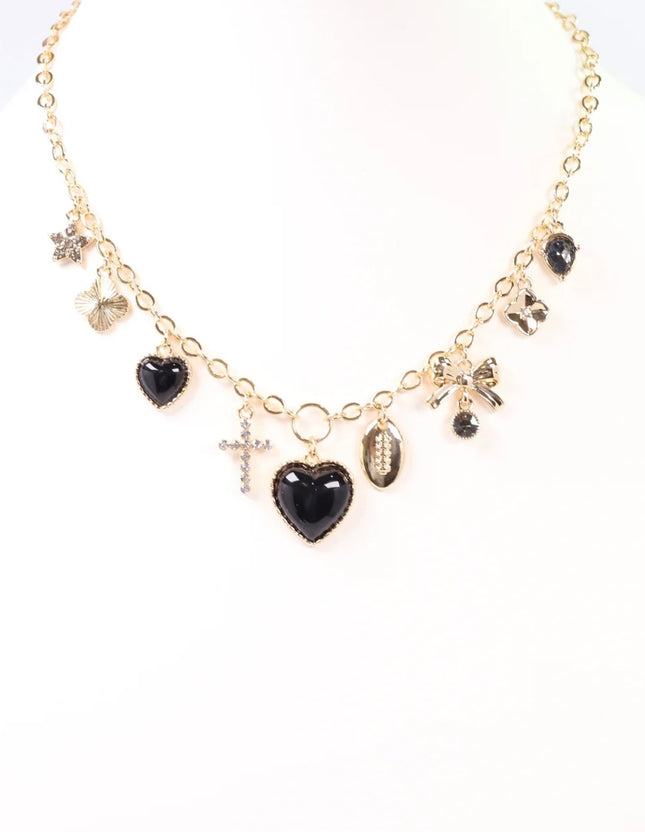 GAME DAY CHARM NECKLACE- BLACK