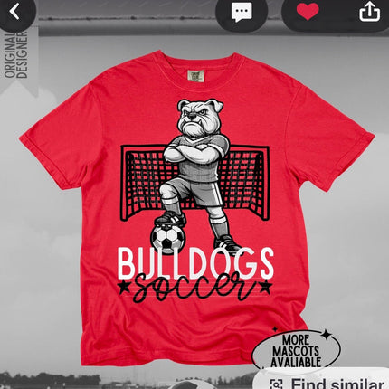 Bulldogs Soccer Mascot T-Shirt | Bulldog Soccer Player Graphic Tee | School Spirit Shirt