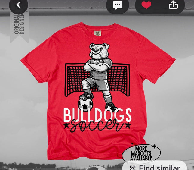 Bulldogs Soccer Mascot T-Shirt | Bulldog Soccer Player Graphic Tee | School Spirit Shirt