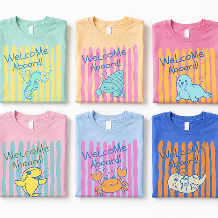 Welcome Aboard Seahorse Teacher Shirt | Ocean Theme Back to School Teacher Tee | Classroom Welcome Shirt