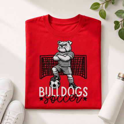 Bulldogs Soccer Mascot T-Shirt | Bulldog Soccer Player Graphic Tee | School Spirit Shirt