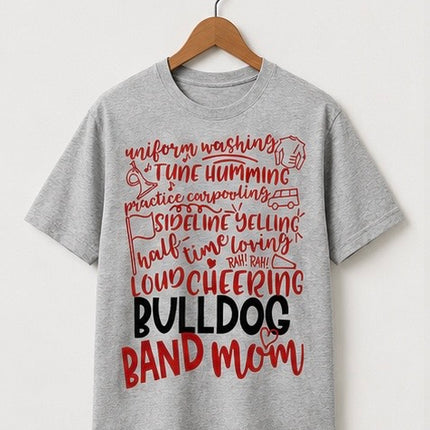 Bulldog Band Mom T-Shirt | Marching Band Mom Shirt | School Spirit Music Parent Tee | Bulldogs Band Shirt