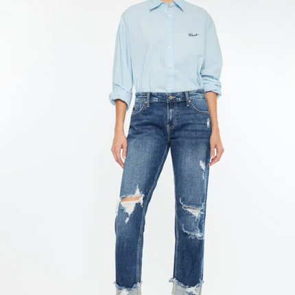 KANCAN- Weekend Favorite Distressed Cuffed Jeans