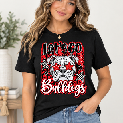 Let’s Go Bulldogs Retro Spirit Tee ❤️🖤