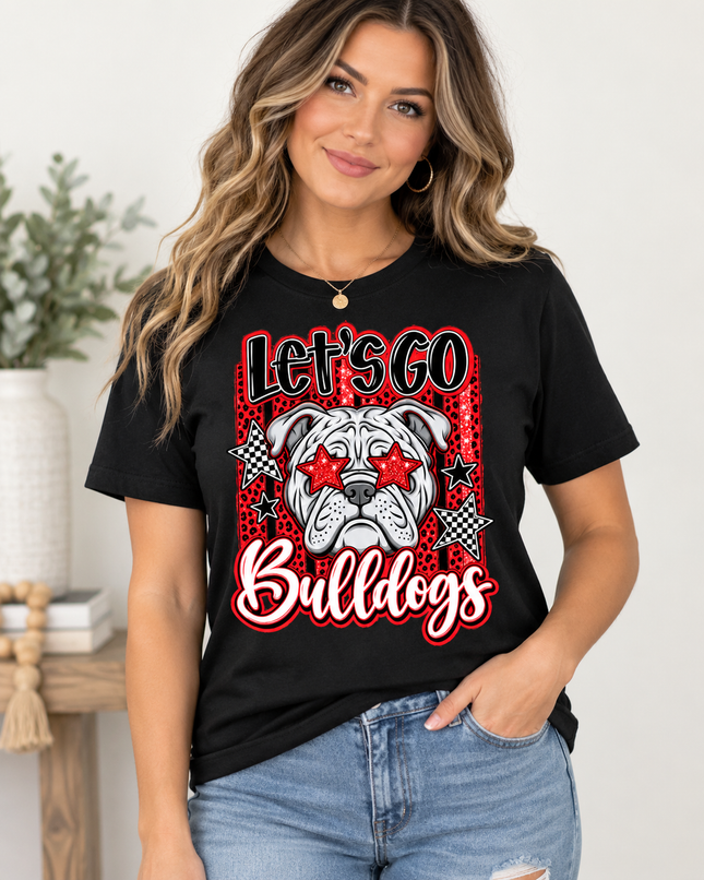 Let’s Go Bulldogs Retro Spirit Tee ❤️🖤