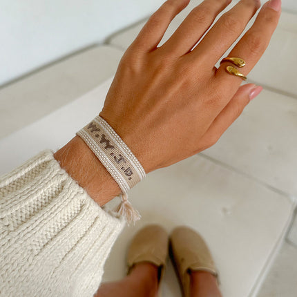 Beige WWJD Embroidered Bracelet