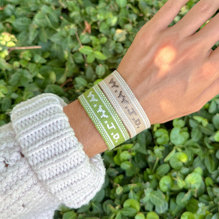 Beige WWJD Embroidered Bracelet