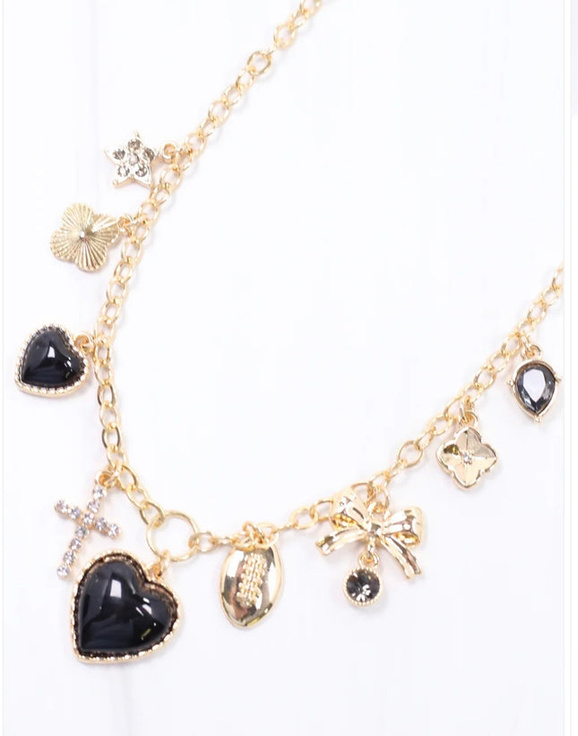 GAME DAY CHARM NECKLACE- BLACK