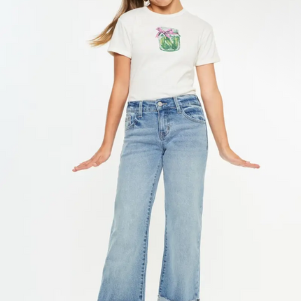 Mini Trendsetter Wide-Leg Cuffed Jeans