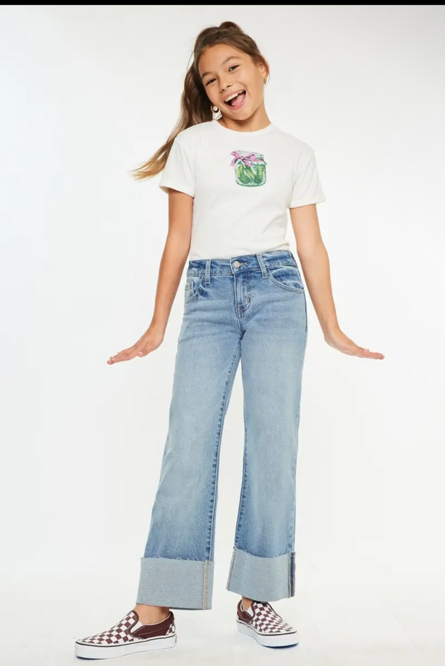 Mini Trendsetter Wide-Leg Cuffed Jeans