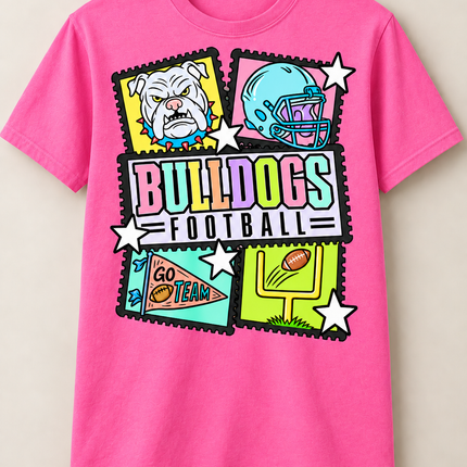 Color Pop Bulldogs Football Tee 🏈💖