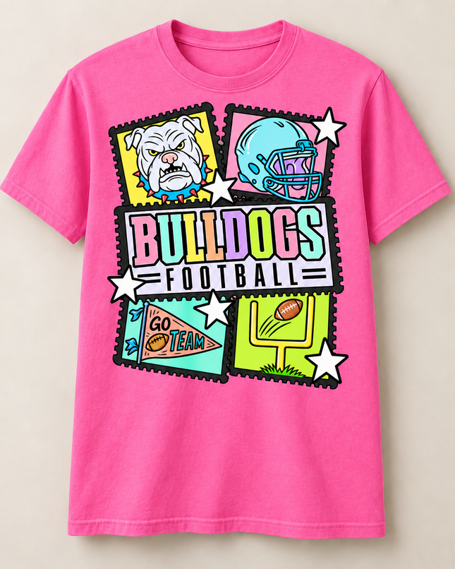 Color Pop Bulldogs Football Tee 🏈💖