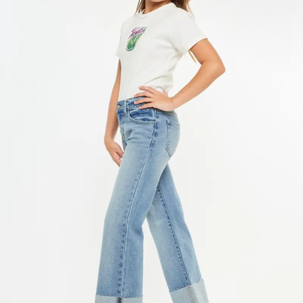 Mini Trendsetter Wide-Leg Cuffed Jeans