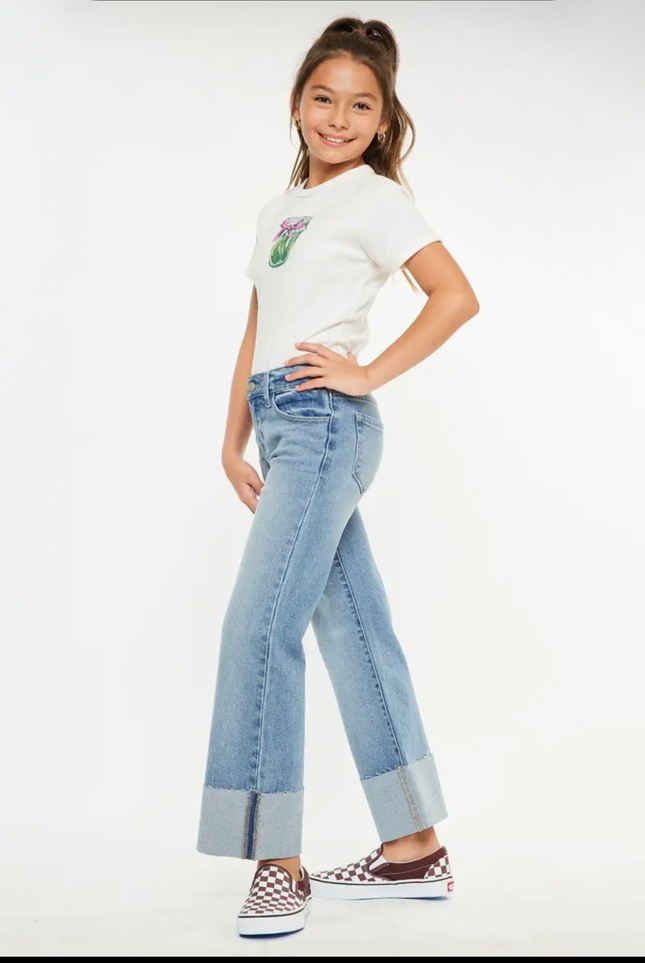 Mini Trendsetter Wide-Leg Cuffed Jeans